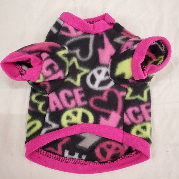 Fleece Peace & Love Dog Shirt. Sz XS - Picture 2 of 4